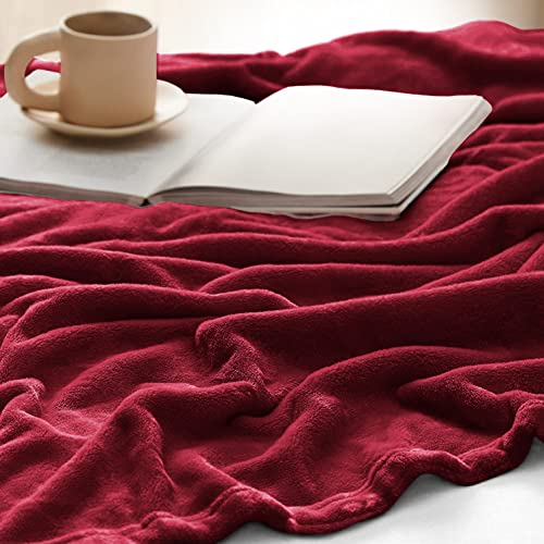 IR Imperial Rooms Fleece Blanket Throws for Sofas – Soft Fluffy 400 GSM Silk Touch Warm Blankets for Bed and Couch Bed Throw for Bedroom, Travel (Burgundy, Throw/Single)
