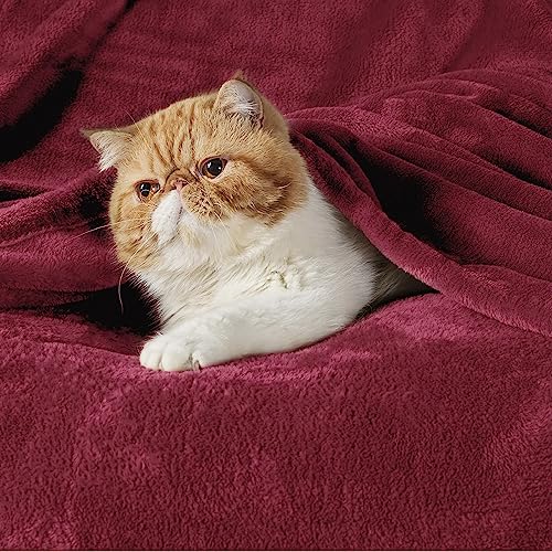 Bedsure Fleece Blanket King Size - Versatile Blanket for Bed Fluffy Soft Extra Large Throw, Red, 270x230cm