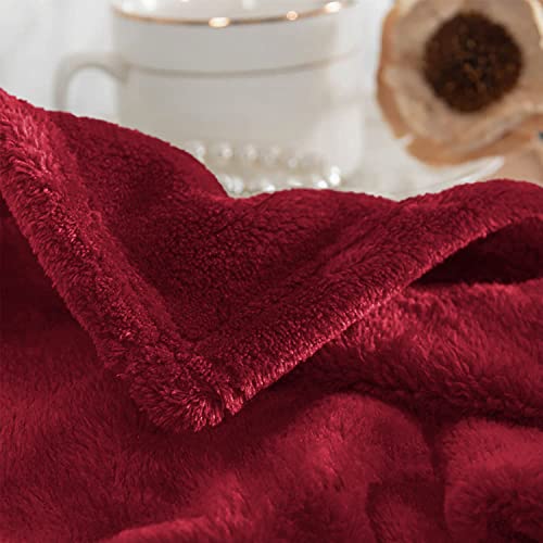 IR Imperial Rooms Fleece Blanket Throws for Sofas – Soft Fluffy 400 GSM Silk Touch Warm Blankets for Bed and Couch Bed Throw for Bedroom, Travel (Burgundy, Throw/Single)