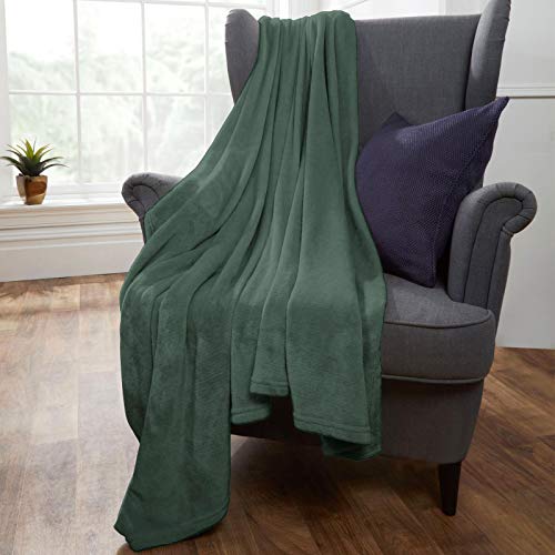 Brentfords Super Ultra Soft Flannel Fleece Blanket Large Fluffy Warm Throw Over Bed Sofa Settee, Emerald Green - 120 x 150cm