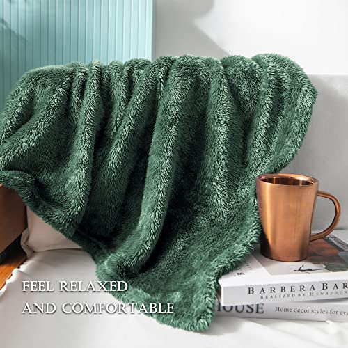 Exclusivo Mezcla Fuzzy Fleece Throw Blanket, 127x178 CM Sofa Throws, Soft Flannel Throws for Sofa, Celadon Blanket