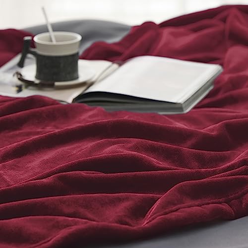 Bedsure Fleece Blanket King Size - Versatile Blanket for Bed Fluffy Soft Extra Large Throw, Red, 270x230cm