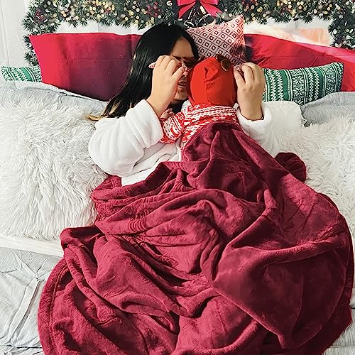 Bedsure Fleece Blanket King Size - Versatile Blanket for Bed Fluffy Soft Extra Large Throw, Red, 270x230cm