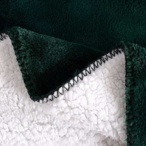 SOCHOW Luxury Sherpa Fleece Throw Blanket, 600GSM Ultra Soft and Warm Flash in The Light Plush Blanket for Bed Sofa Couch, Fall Winter and Spring, 127cm × 150 cm, Green