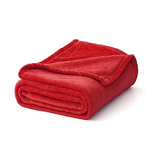 MIULEE Flannel Fleece Throw Blanket Soft Fluffy Solid Color Comfortable Plush Warm and Cozy for Bed Sofa Bedroom Twin/Double Red 60x80 Inch 150x200cm