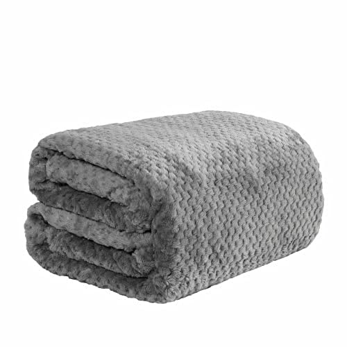 Dreamscene Luxury Waffle Honeycomb Super Soft Warm Throw Over Sofa Bed Blanket - 200 x 240cm - Charcoal