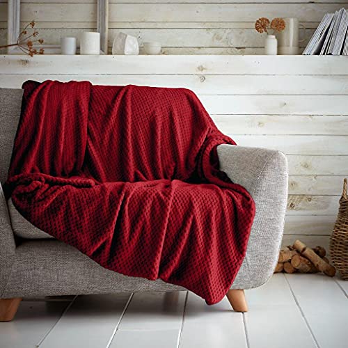 GC GAVENO CAVAILIA Soft Throw, Fluffy Blankets For Sofas OR Settees, Thermal Warm Cosy Throws, Red, 150X200 Cm, 727408
