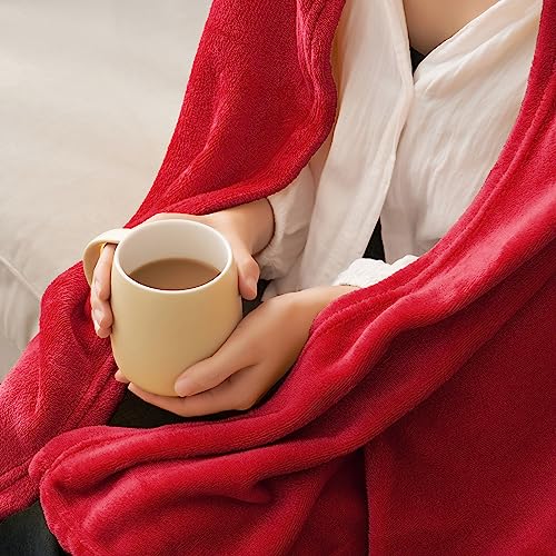 MIULEE Flannel Fleece Throw Blanket Soft Fluffy Solid Color Comfortable Plush Warm and Cozy for Bed Sofa Bedroom Twin/Double Red 60x80 Inch 150x200cm