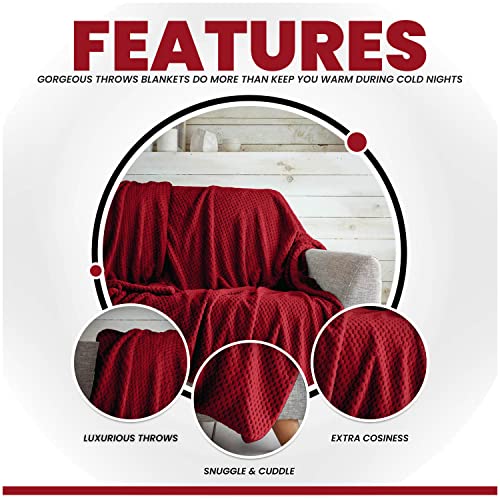 GC GAVENO CAVAILIA Soft Throw, Fluffy Blankets For Sofas OR Settees, Thermal Warm Cosy Throws, Red, 150X200 Cm, 727408