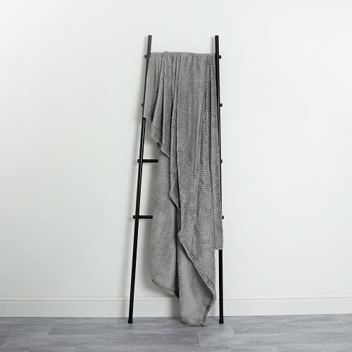 Dreamscene Luxury Waffle Honeycomb Super Soft Warm Throw Over Sofa Bed Blanket - 200 x 240cm - Charcoal