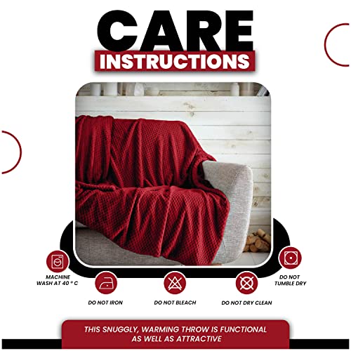 GC GAVENO CAVAILIA Soft Throw, Fluffy Blankets For Sofas OR Settees, Thermal Warm Cosy Throws, Red, 150X200 Cm, 727408