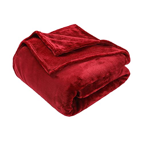 ml MassAri Limited Fleece Blanket Sofa Bed Throw 150x200 Burgundy Double Size Luxurious Cosy Winter Warm Faux Fur Reversible (Burgundy/Maroon, Double)