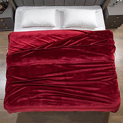 ml MassAri Limited Fleece Blanket Sofa Bed Throw 150x200 Burgundy Double Size Luxurious Cosy Winter Warm Faux Fur Reversible (Burgundy/Maroon, Double)