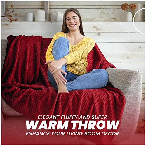 GC GAVENO CAVAILIA Soft Throw, Fluffy Blankets For Sofas OR Settees, Thermal Warm Cosy Throws, Red, 150X200 Cm, 727408