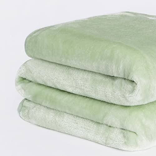 Dreamscene Luxury Faux Fur Mink Fleece Throw Over Sofa Bed Soft Warm Large Blanket for Sofa - Sage Green, 150 x 200 cm