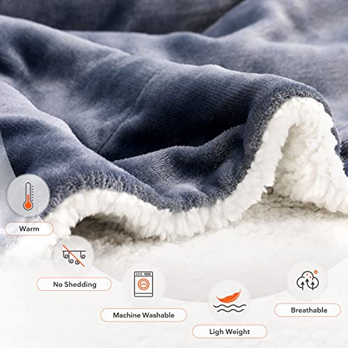 Sweetnight Sherpa Fleece Blanket 200x220cm, Double-Sided Super Soft Flannel Washed Plush Throw Blanket Suitable for Sofa,Bed,In/Oudoor for All Season & Best Gift for Family and Friend(Grey)