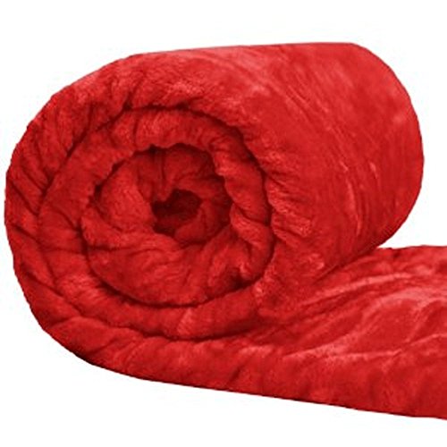 E4Emporium Luxury Soft Warm Throw Blanket, Mink Faux Fur Throw Blanket Perfect for Sofa, Chair, Couch, Bed (Red, Single)