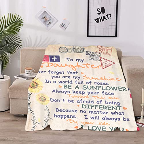 To My Daughter Blanket from Mom Dad, Aceshop Ultra-Soft Personalised Fleece Blanket to My Daughter Throw Blanket To My Daughter Gift From Dad Birthday Christmas Daughter Gifts from Mum (59x79in)