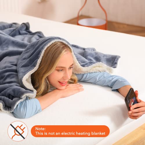Sweetnight Sherpa Fleece Blanket 200x220cm, Double-Sided Super Soft Flannel Washed Plush Throw Blanket Suitable for Sofa,Bed,In/Oudoor for All Season & Best Gift for Family and Friend(Grey)