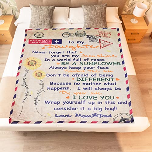 To My Daughter Blanket from Mom Dad, Aceshop Ultra-Soft Personalised Fleece Blanket to My Daughter Throw Blanket To My Daughter Gift From Dad Birthday Christmas Daughter Gifts from Mum (59x79in)