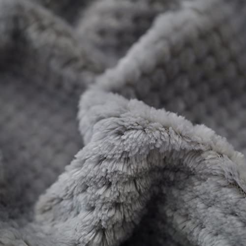 SOCHOW Waffle Sherpa Fleece Throw Blanket, Super Soft Fuzzy Warm, Lightweight Fluffy Reversible Plush Blanket for Bed Sofa Couch, 150cm×200cm Grey