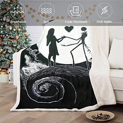 DJY Christmas Fleece Blanket Throw Nightmare Before Christmas Blanket Soft Thick Warm Blanket Sofa Couch Bed Throw for Kids Teens Adults 130x150cm