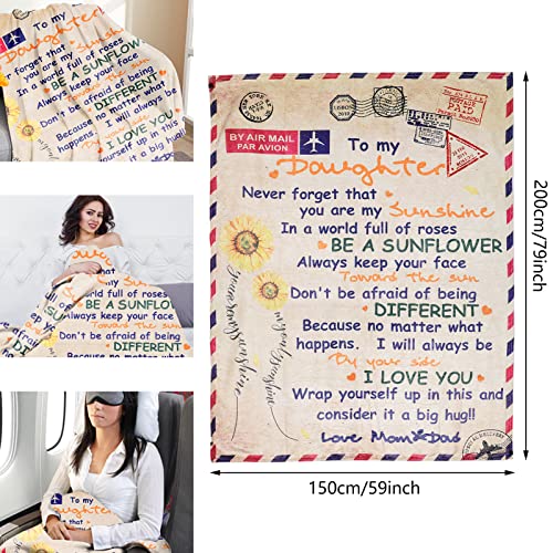 To My Daughter Blanket from Mom Dad, Aceshop Ultra-Soft Personalised Fleece Blanket to My Daughter Throw Blanket To My Daughter Gift From Dad Birthday Christmas Daughter Gifts from Mum (59x79in)