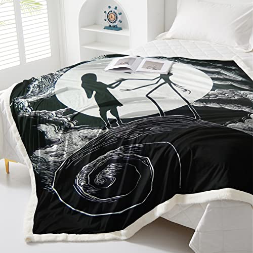 DJY Christmas Fleece Blanket Throw Nightmare Before Christmas Blanket Soft Thick Warm Blanket Sofa Couch Bed Throw for Kids Teens Adults 130x150cm