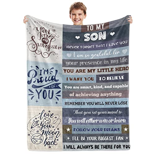 BTZO Son Gifts Blanket,Son Blanket from Mom Dad,To My Son Blanket,Gifts for Son Birthday Christmas Graduation Throw Blankets 50"x60"