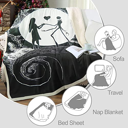 DJY Christmas Fleece Blanket Throw Nightmare Before Christmas Blanket Soft Thick Warm Blanket Sofa Couch Bed Throw for Kids Teens Adults 130x150cm