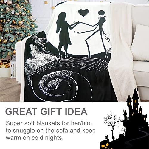 DJY Christmas Fleece Blanket Throw Nightmare Before Christmas Blanket Soft Thick Warm Blanket Sofa Couch Bed Throw for Kids Teens Adults 130x150cm