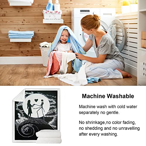 DJY Christmas Fleece Blanket Throw Nightmare Before Christmas Blanket Soft Thick Warm Blanket Sofa Couch Bed Throw for Kids Teens Adults 130x150cm