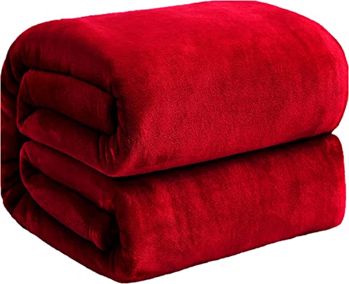 Red Double Super Ultra Soft Flannel Fleece Warm Winter Throw Blanket,Fluffy Blankets for Bed Sofa & Couch(150 x 200cm)