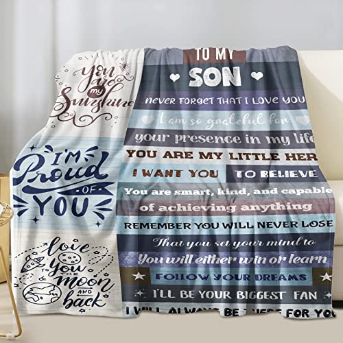 BTZO Son Gifts Blanket,Son Blanket from Mom Dad,To My Son Blanket,Gifts for Son Birthday Christmas Graduation Throw Blankets 50"x60"