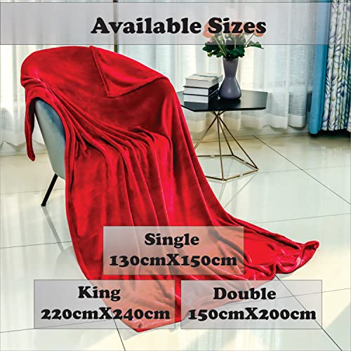 Red Double Super Ultra Soft Flannel Fleece Warm Winter Throw Blanket,Fluffy Blankets for Bed Sofa & Couch(150 x 200cm)