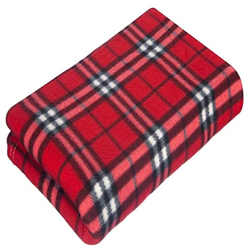 Cotton Arts SOFT FLEECE BLANKETS LARGE EXTRA WARM TARTAN SOFA BED CHECK THROW 150cm X 200cm (Checker Red)