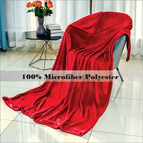 Red Double Super Ultra Soft Flannel Fleece Warm Winter Throw Blanket,Fluffy Blankets for Bed Sofa & Couch(150 x 200cm)
