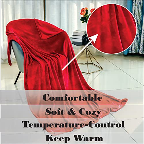 Red Double Super Ultra Soft Flannel Fleece Warm Winter Throw Blanket,Fluffy Blankets for Bed Sofa & Couch(150 x 200cm)