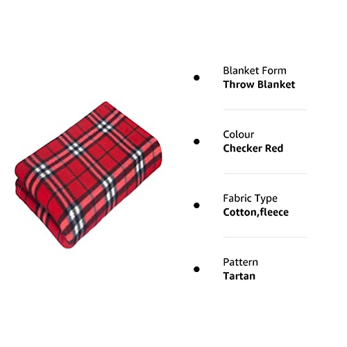 Cotton Arts SOFT FLEECE BLANKETS LARGE EXTRA WARM TARTAN SOFA BED CHECK THROW 150cm X 200cm (Checker Red)