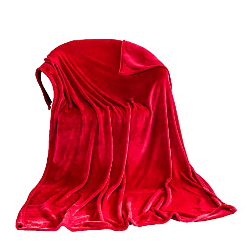 Red Double Super Ultra Soft Flannel Fleece Warm Winter Throw Blanket,Fluffy Blankets for Bed Sofa & Couch(150 x 200cm)