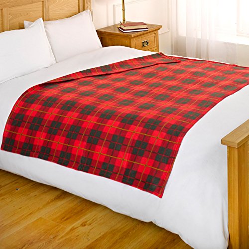 Dreamscene Warm Soft Polar Fleece Throw Sofa Settee Bed Blanket Check Tartan Red 120 x 150cm