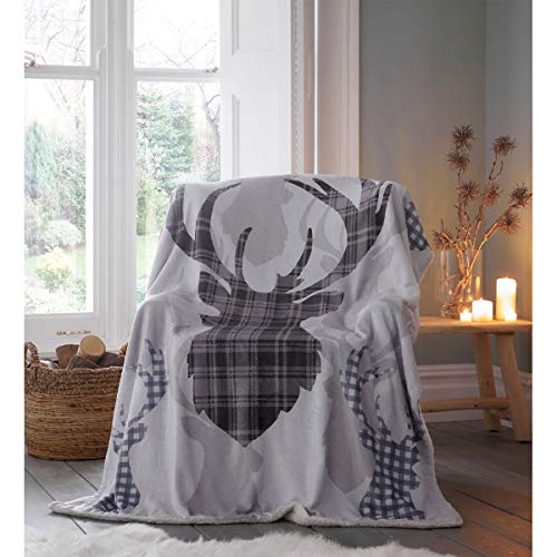 Portfolio Tartan Stag Grey Throwover 130x170cm