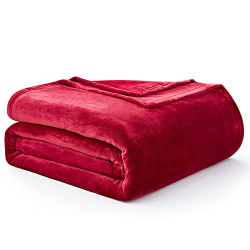 EHEYCIGA Fleece Blanket Red Throws for Sofas Large Fluffy Warm Soft Blanket for Bed Settees Armchairs, Fit All Season, Queen, 220x240cm
