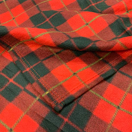 Dreamscene Warm Soft Polar Fleece Throw Sofa Settee Bed Blanket Check Tartan Red 120 x 150cm