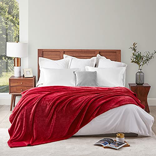 EHEYCIGA Fleece Blanket Red Throws for Sofas Large Fluffy Warm Soft Blanket for Bed Settees Armchairs, Fit All Season, Queen, 220x240cm