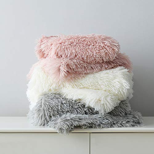 HORIMOTE HOME Faux Fur Pink Fluffy Throw Blanket- Luxury Shaggy Warm Fuzzy Fluffy Elegant Long Hair Washable Decoration Blanket for Sofa Couch and Bed, Pink 127x152cm