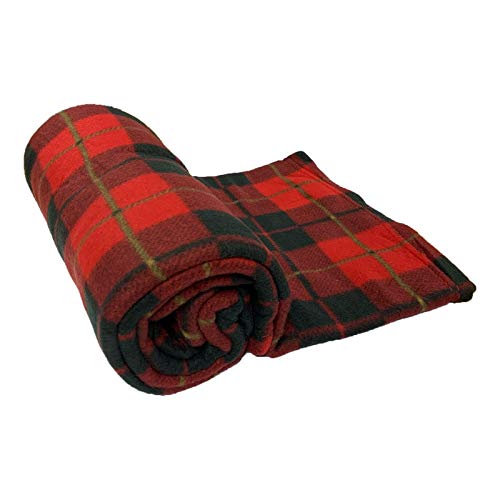 Dreamscene Warm Soft Polar Fleece Throw Sofa Settee Bed Blanket Check Tartan Red 120 x 150cm