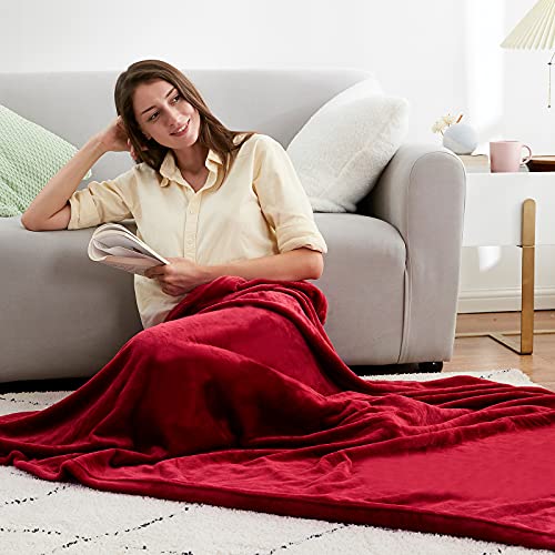 EHEYCIGA Fleece Blanket Red Throws for Sofas Large Fluffy Warm Soft Blanket for Bed Settees Armchairs, Fit All Season, Queen, 220x240cm