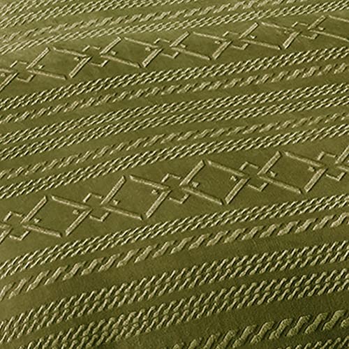 Exclusivo Mezcla Large Flannel Fleece Throw Blanket, 127x152 CM Sofa Throws, Soft Decorative Geometry Pattern Throws for Sofa, Olive Green Blanket