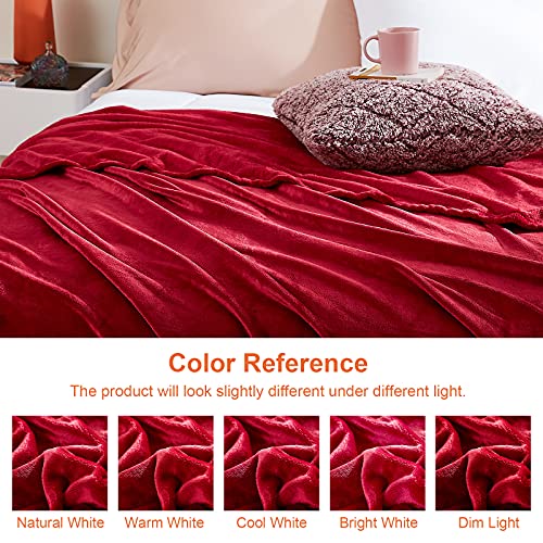 EHEYCIGA Fleece Blanket Red Throws for Sofas Large Fluffy Warm Soft Blanket for Bed Settees Armchairs, Fit All Season, Queen, 220x240cm